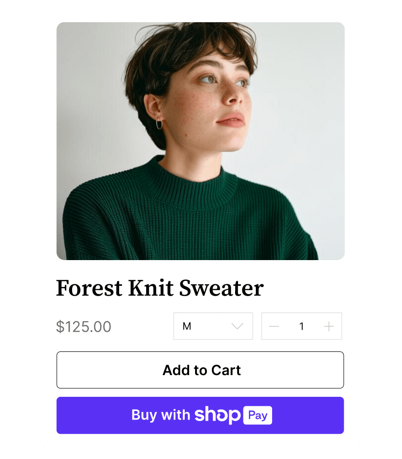 Interactive animation showing how fast and easy Shopify checkout is to use